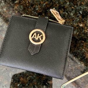 $59 New Women's Anne Klein AK Black Wallet with Gold Accents